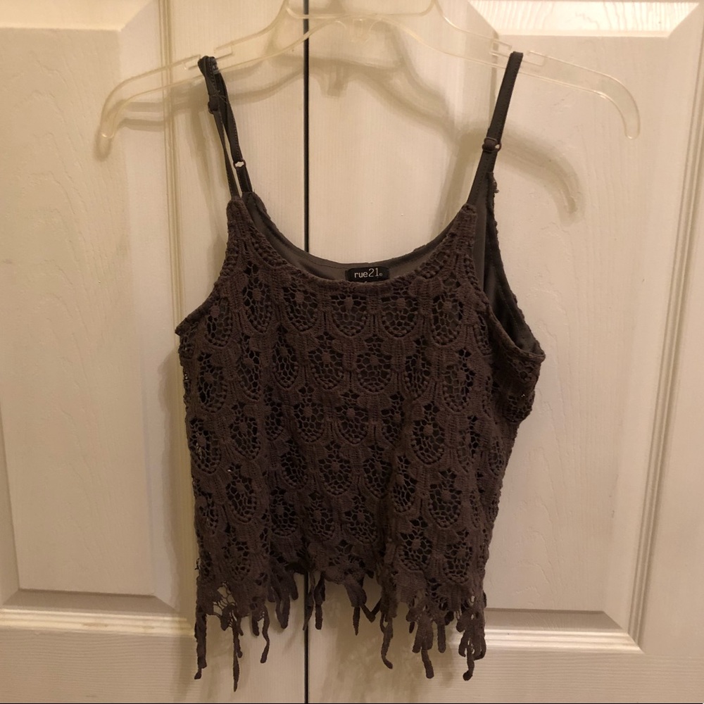 rue 21 army green lace crop top
